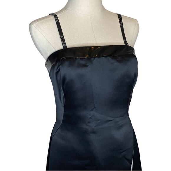 Vintage Luxe by Sheila Yen Black Satin A-Line Asymmetrical Cocktail Dress size 4 - Picture 2 of 8